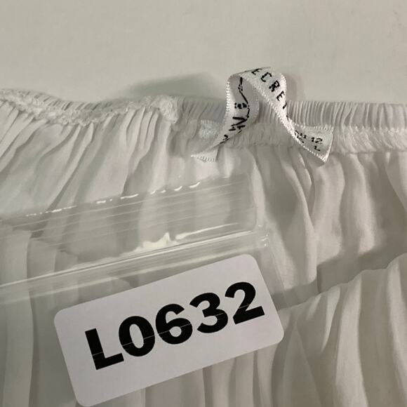 Saints Secrets L Womens White Ruffle Short Sleeve Tie Up Back Crop Top Boho - Picture 6 of 10